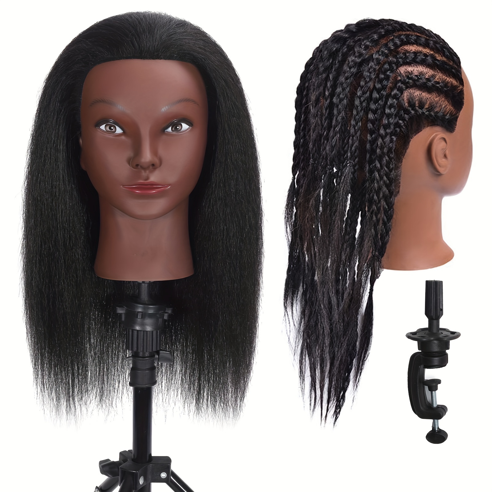 23'' Mannequin Head with 80% Human Hair, Cosmetology Makeup Doll Head for  Hair Styling Braiding Hairdressing Training Practice Manikin with Clamp and