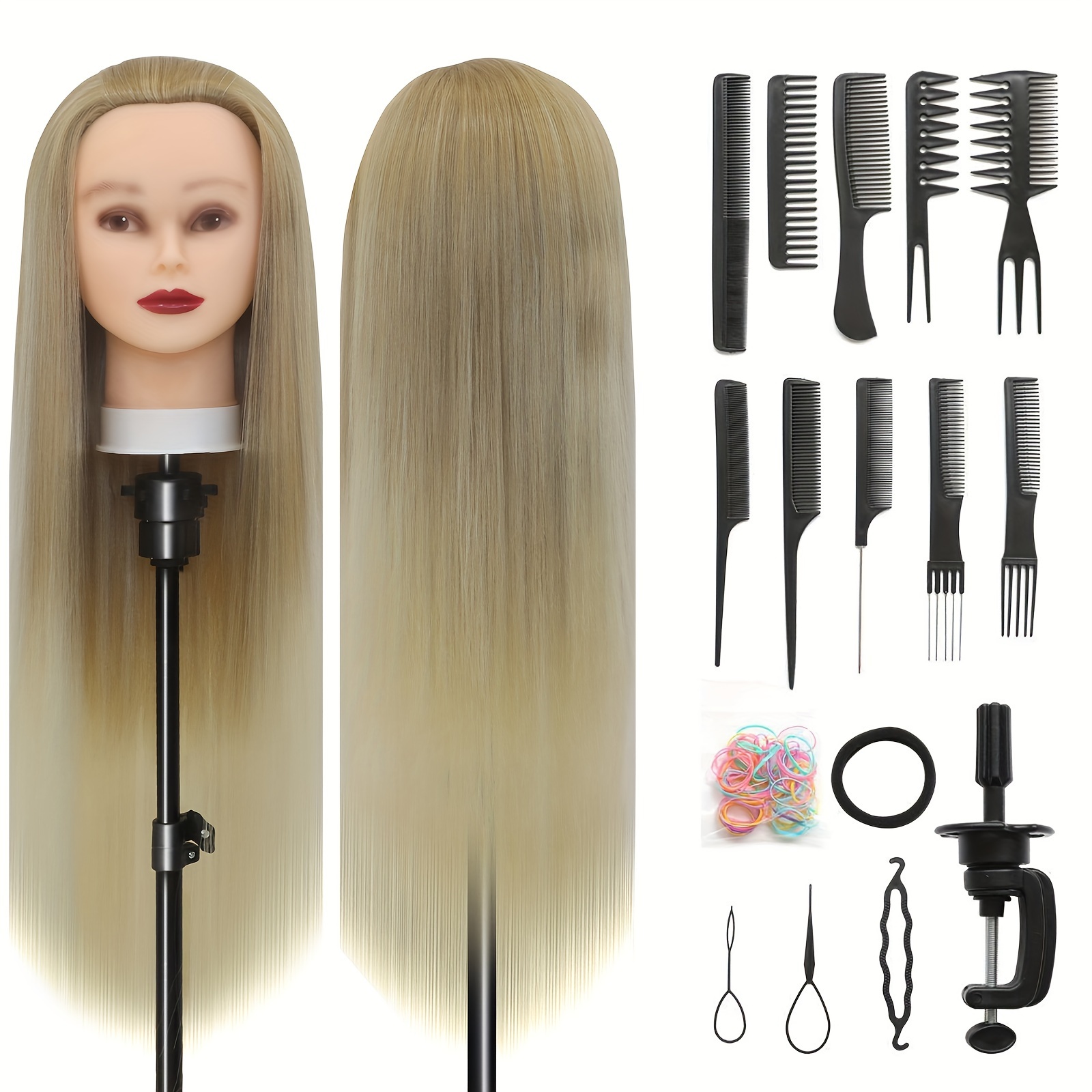 Premium Mannequin Head With Bicolor Hair Cosmetology - Temu