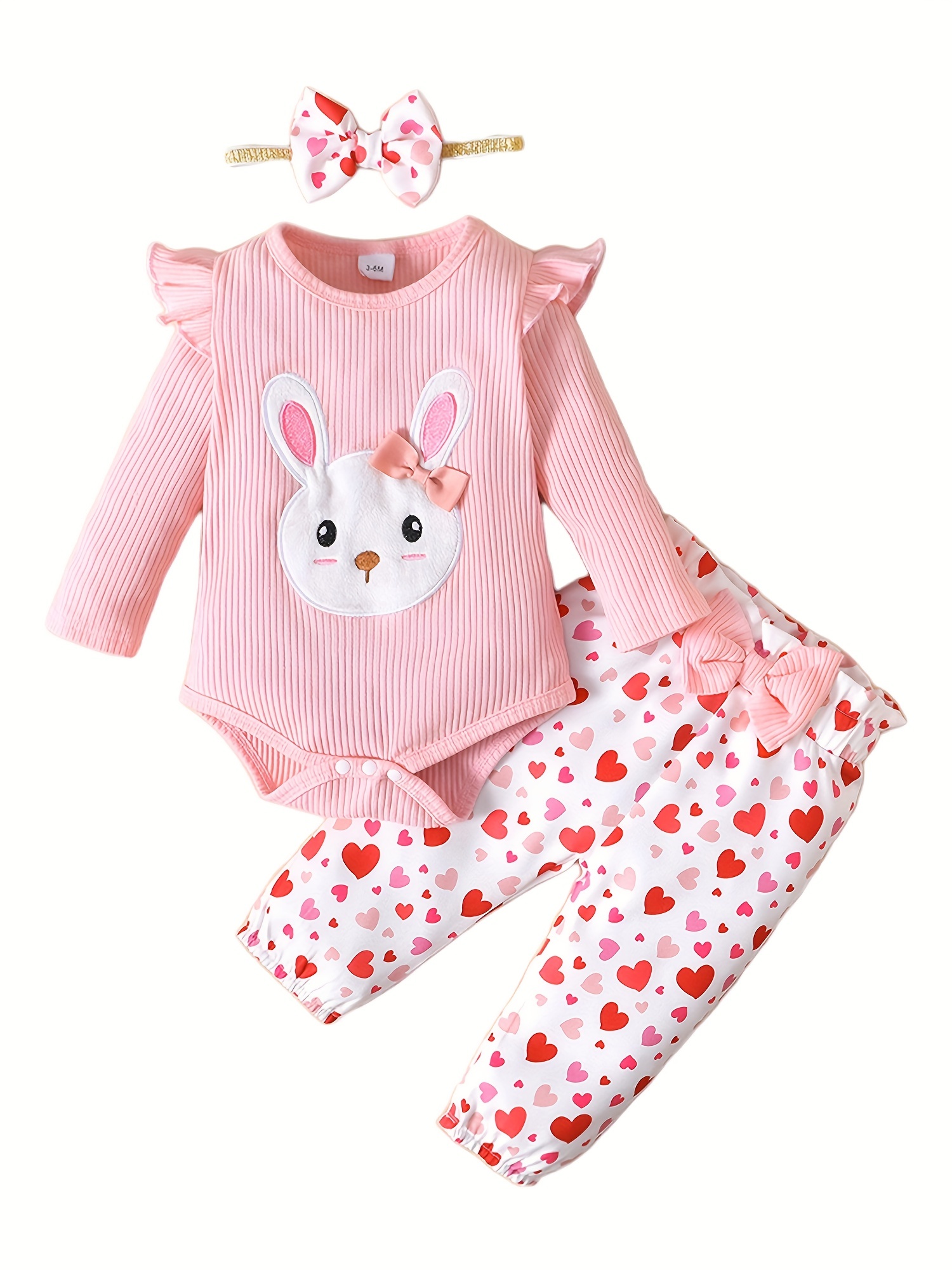 Conjunto de ropa de 3 piezas para bebé recién nacido y niña, diseño de  conejo