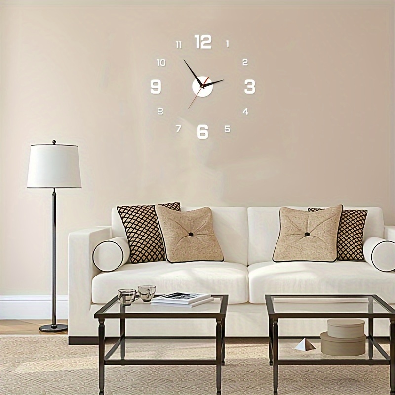 Reloj de pared grande para sala de estar, diseño de arte 3D de metal, sin  garrapatas, reloj de pared creativo, reloj de pared de oro para dormitorio