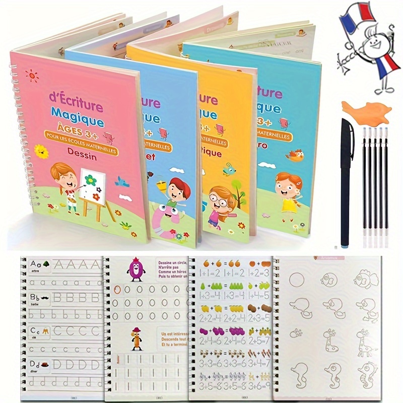 Sank Magic Books for Children Reusable 3D Groove Magic Notebook Writing for  Lettering Calligraphy Set Montessori Ring Notebook - AliExpress