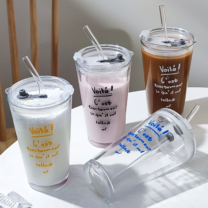 Donut Straw Cup Plastic Tumbler Travel Iced Coffee Mug Clear Bottle Water  Cup