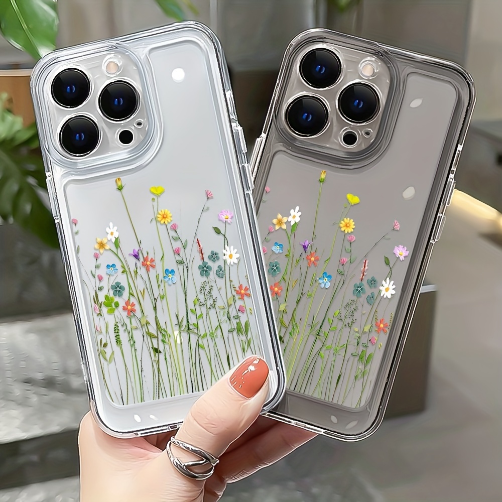  Pretty Flora Case for IPhone 14 Plus 13 12 11 14 Pro Max { Lens  Protector } {Hollow Out Logo View} Rose Shockproof Luxury Women Girls Soft  Beautiful Flower Cases Cover (