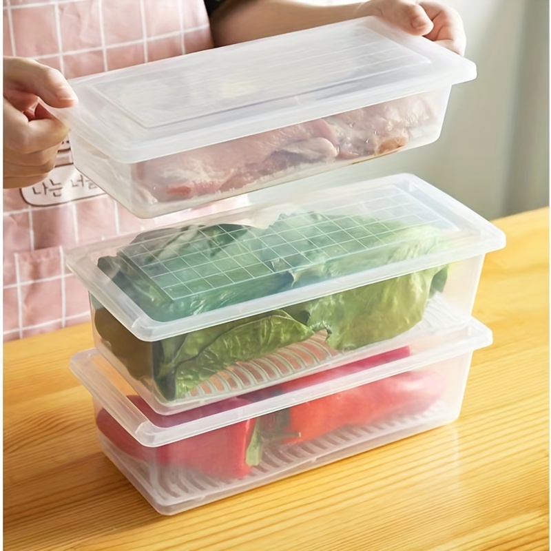 Vacuum Sealed Fresh-keeping Box, Refrigerator Food Storage Box, Drain Box,  Freezer Safe, Plastic Reusable Transparent Fresh-keeping Box, Food Storage  Containers, Kitchen Utensil - Temu