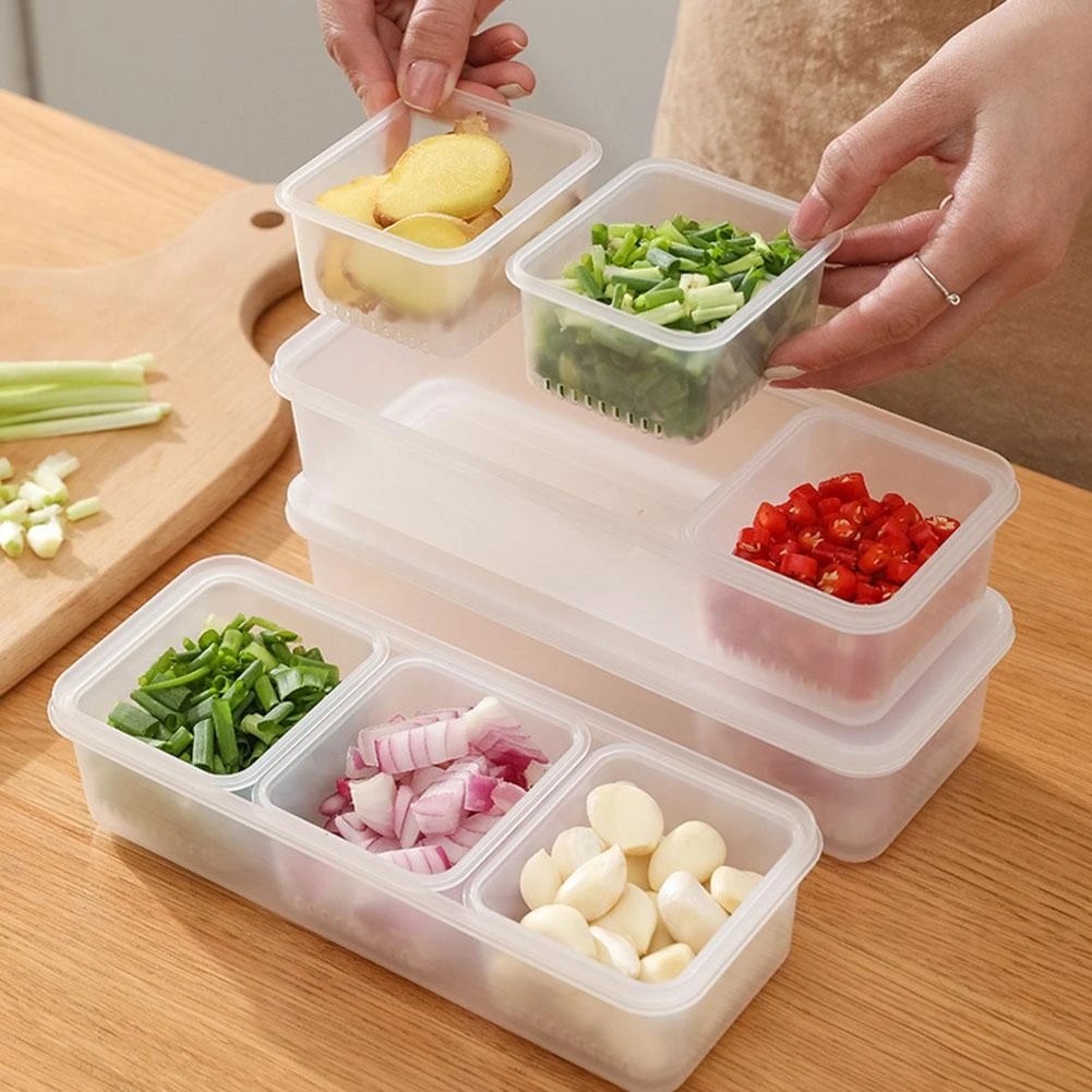 4-Compartment Food Containers For Meats & Vegetable With Lids Reusable  Clear Snack Storage Box Kichen Tools Fresh-keeping Box - AliExpress