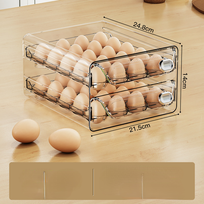 Large Capacity Egg Holder for Refrigerator, 36 Egg Container for  Refrigerator, 2 Layer Sliding Egg Storage Box for Fridge, Clear Plastic  Refrigerator