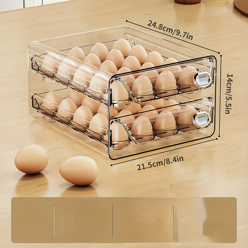 20 Grid 2layer Stackable Egg Holder For Refrigerator Drawer Pull Out, Clear Egg  Container Fridge Storage Box Plastic(m)