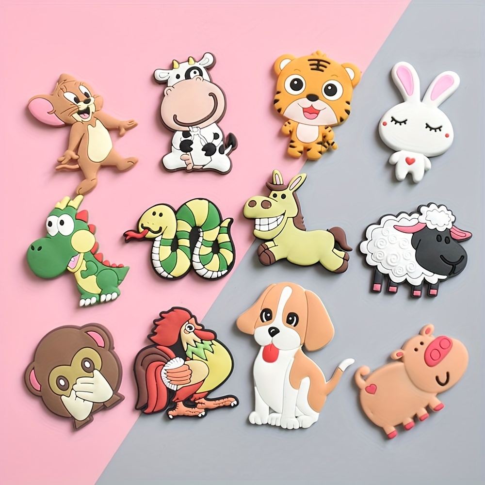 Set de 12 magnets frigo animaux dessin animé - animaux cartoon