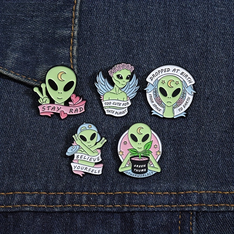 New Arrival Round Space Alien Rocket Eyes Stranger Things UFO Iron Patch  for Clothing Punk Embroidered DIY Parches Applique