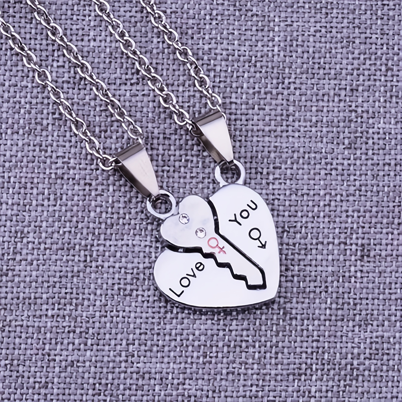 Customized Engraved Personalized Two Heart Pendant Magnet Necklaces for Couple Matching Necklace Anniversary Gifts for Woman Her (Customization Can