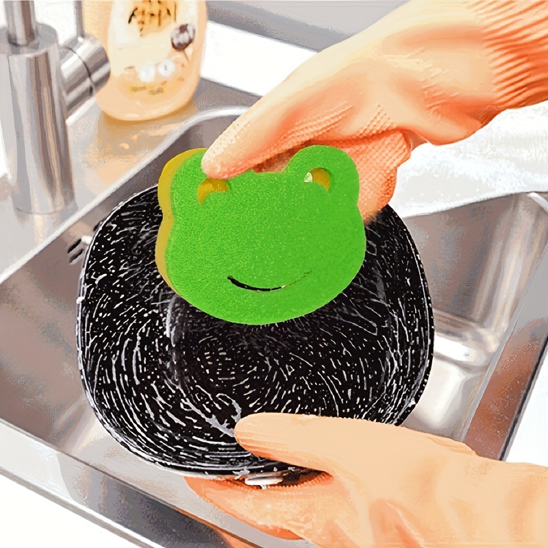 4pcs Cartoon Smiling Face Dishwashing Sponge Wipe Non Scratch Scouring Pads  Cute Kitchen Sponges And Scrubbers - Home & Kitchen - Temu