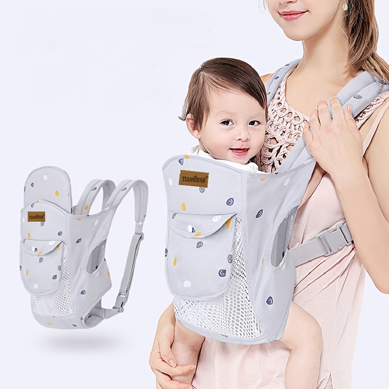 Portabebés con asiento de cadera, soporte ergonómico para bebés y niños,  bolsa canguro con bolsas de almacenamiento, suave y ligera de algodón puro