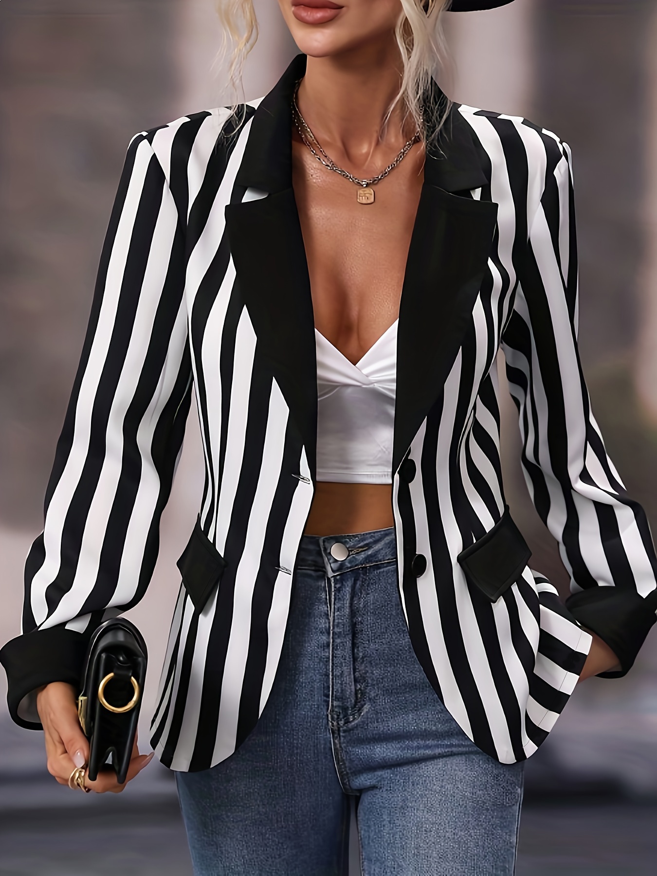 Striped blazer clearance womens