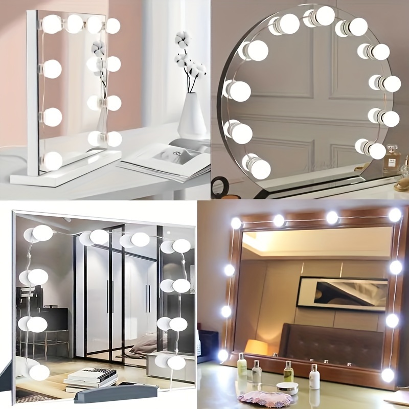 4pcs/8pcs/10pcs/14pcs LED Dresser Mirror Front Light , 14 Ampoules  Dimmables, 3 Modes De Couleur