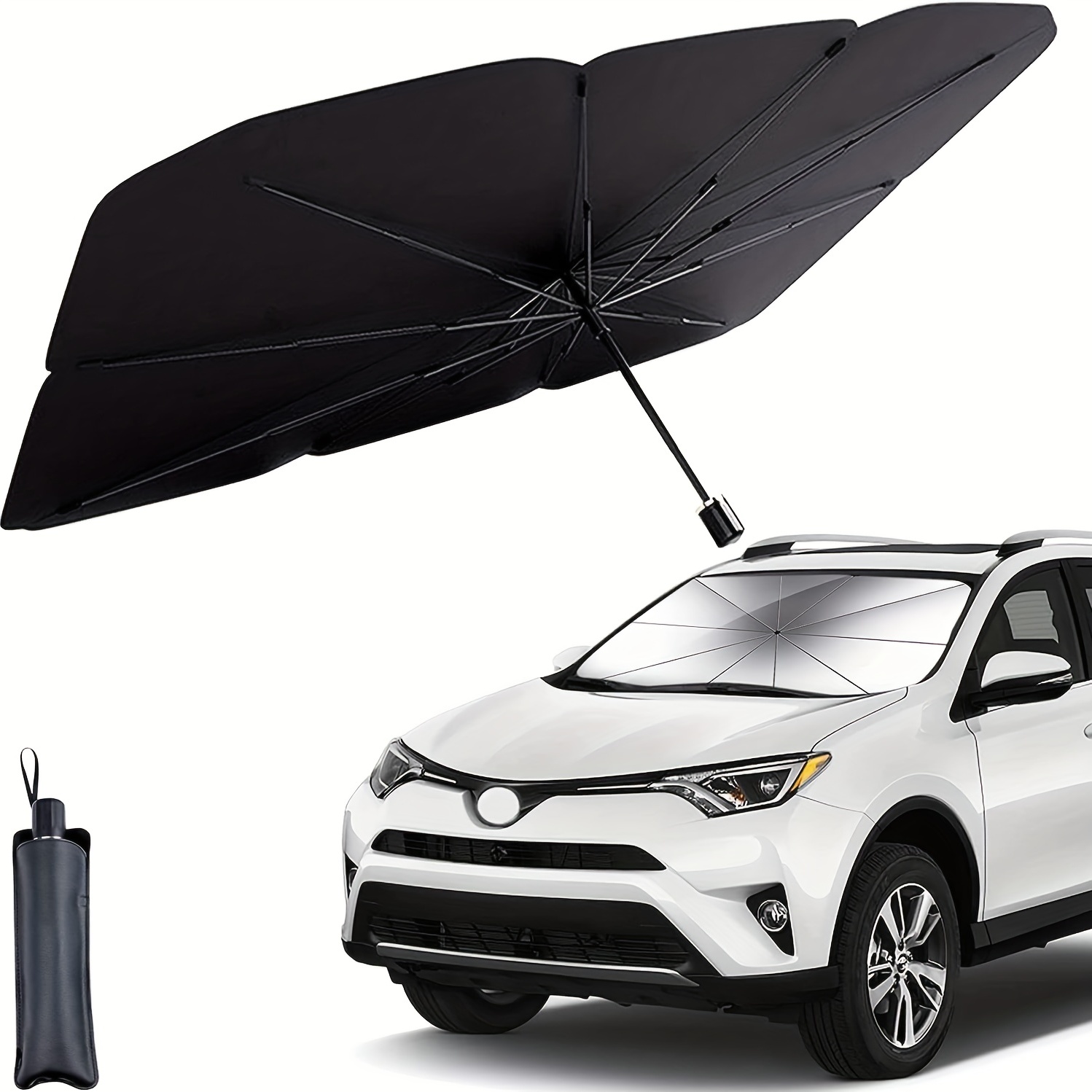 2 piezas de coche delantero Parasol para parabrisas durable poliéster sol  para bloqueo UV plegable interior de coche Accesorio para protección solar, Mode de Mujer