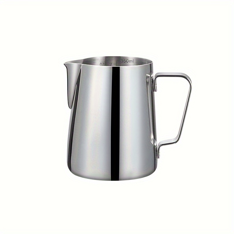 Fierymoto Milk Frothing Pitcher 12oz / 350ml Espresso Steaming Pitchers 304 Stainless Steel Suitable for Milk Frother Cup Milk Frother Pitcher with D