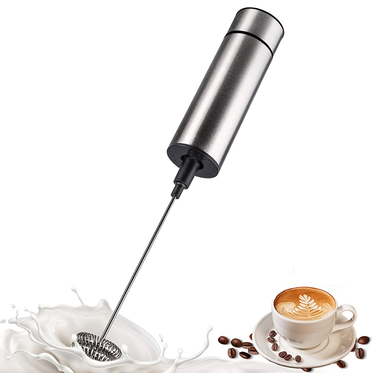  YUSWKO Rechargeable Milk Frother Handheld with 3 Heads, Silver  Coffee Electric Whisk Drink Foam Mixer, Mini Hand Stirrer with 3 Speeds  Adjustable for Latte, Cappuccino, Hot Chocolate, Egg: Home & Kitchen