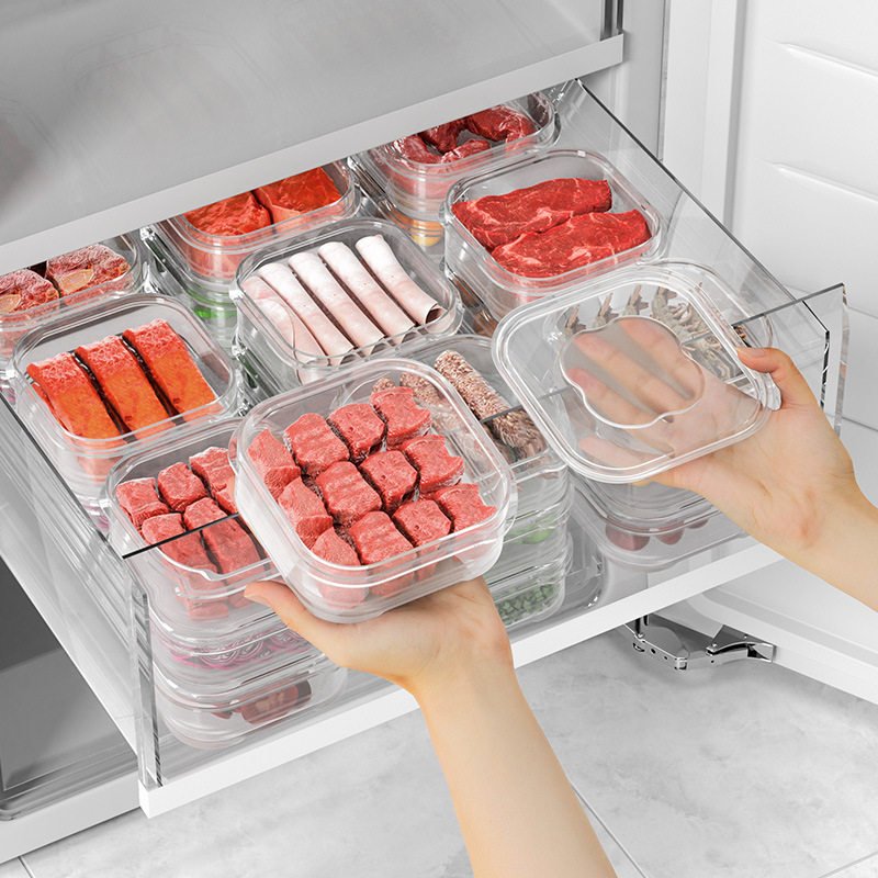 Comprar Caja de almacenamiento para conservación de alimentos, organizador  de compartimentos para frutas, congelador de verduras, carne congelada,  almacenamiento de alimentos, 1/4 Uds.