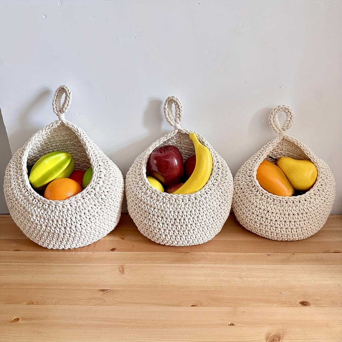 Hand woven Wood Hanging Wall Basket Kitchen Garlic - Temu