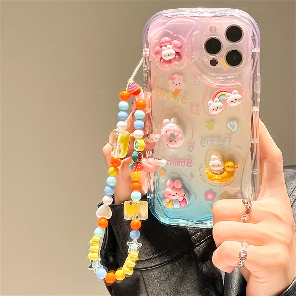 Cute Candy Wavy Edge Phone Case For iPhone 15 14 13 12 Pro Max Clear Soft  Cover