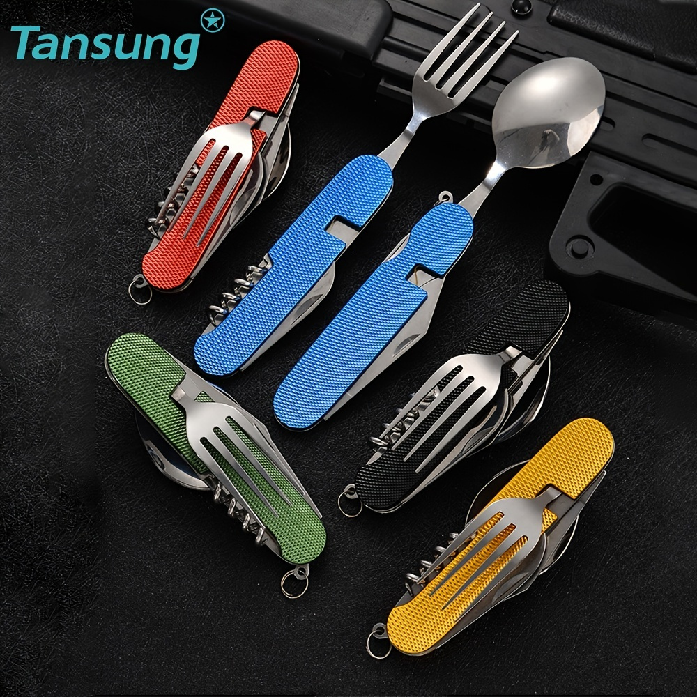 Camping Eating Utensil Set Folding Travel Fork/spoon/knife Multicolor  Camping Pocket Kits Outdoor Tableware Folding Fork/spoon SS Steel 