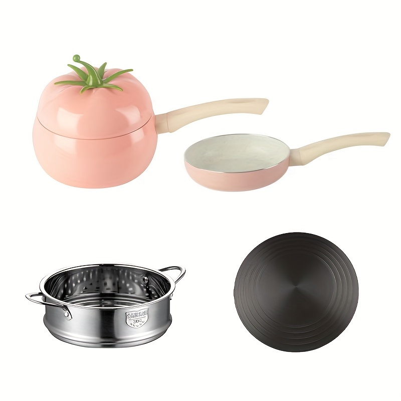 Frying Pot Pan 3 Piece Non-stick Cooking Pot Cookware Set, Pink/Blue Pots  and milk Pans Set Cookware for Kitchen