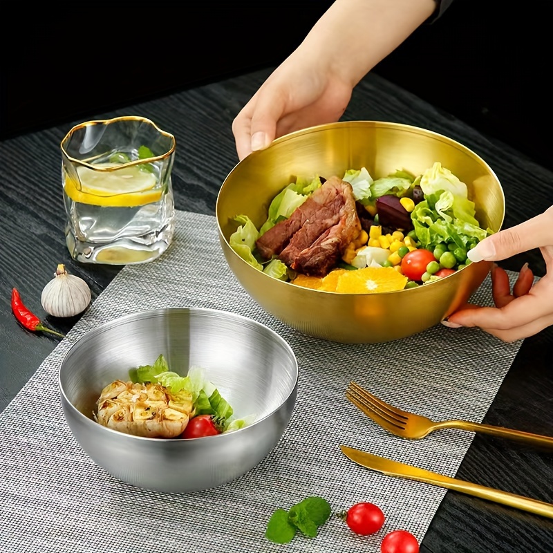 1 pz creativo ciotola Ramen in acciaio inox coreano Friut insalatiera  ciotole per zuppa d'oro singolo strato stoviglie per la casa utensili da  cucina