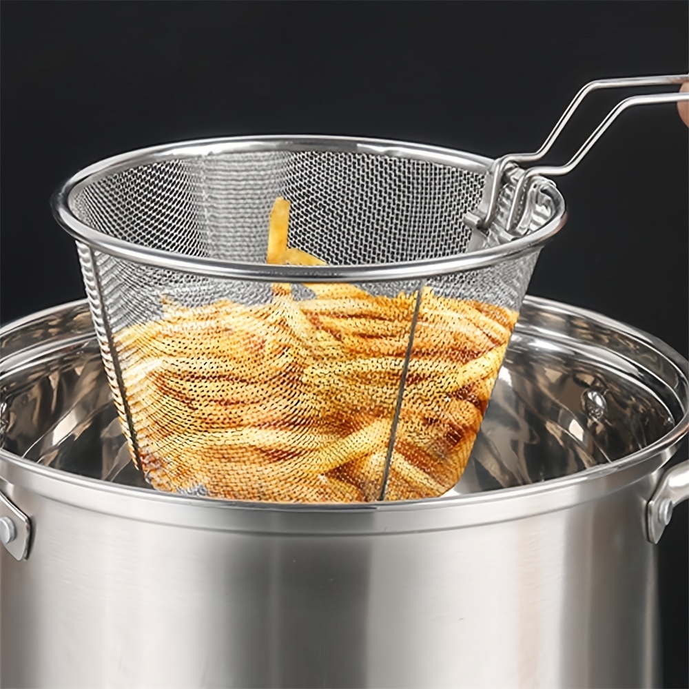 1pc Deep Fryer Pot, Stainless Steel Frying Pot With Basket 118.35oz, Stock  Pot With Lid, 2 In 1 Fry Pot For French Fries, Chicken, Cooking Vegetables