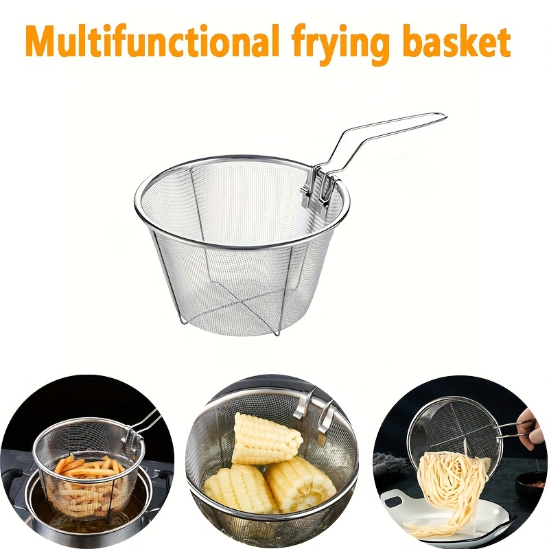 Stainless Steel Deep Fry Basket for Frying Serving Food, Multifunctional  Fryer Basket with Detachable Handle Fryer for Pot Mini Fish Fry Fryer