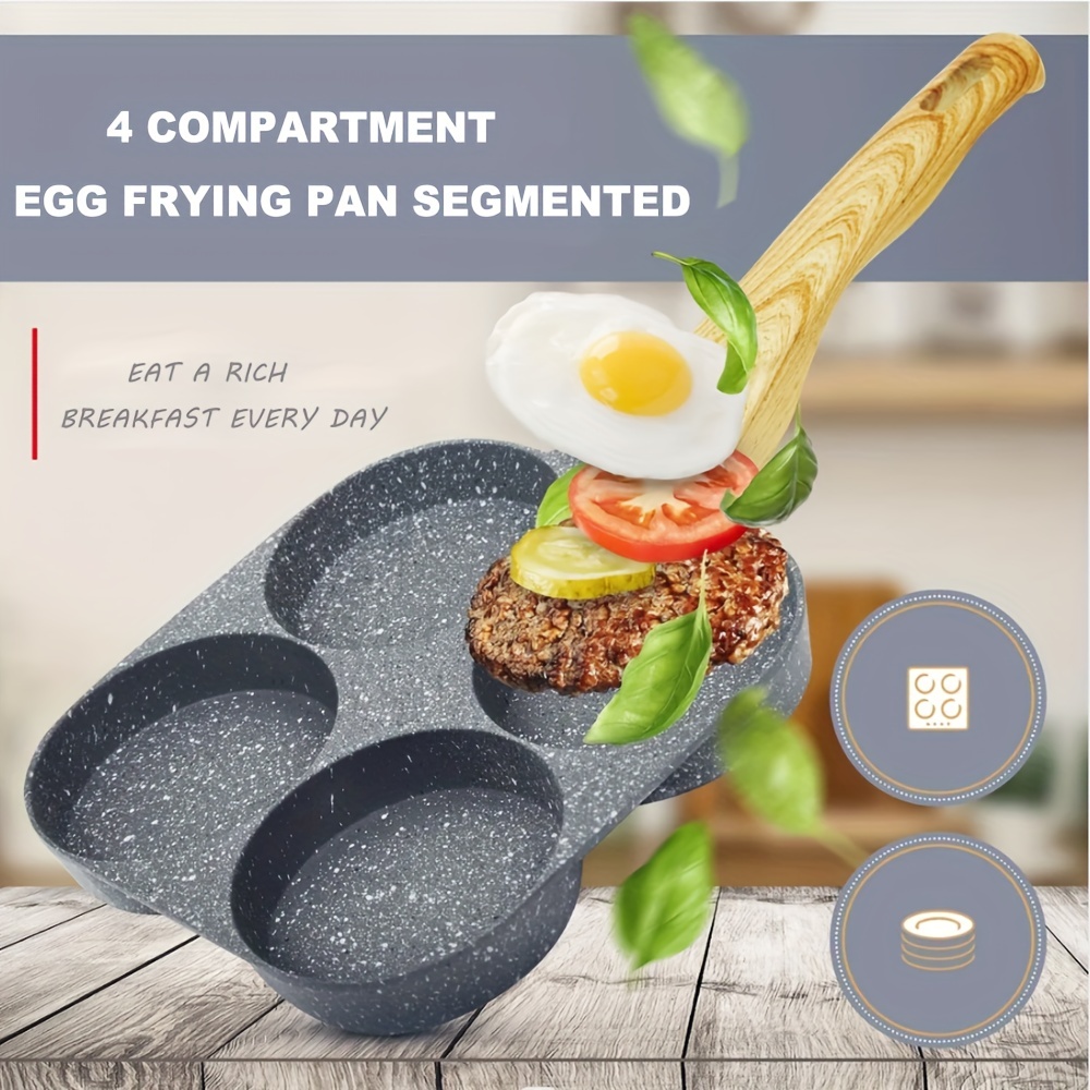 4-Cup Egg Frying Pan Non Stick Aluminium Alloy Egg Cooker Pan Fried &  Poached Egg Burger Steak Pan Breakfast Skillet Cooker