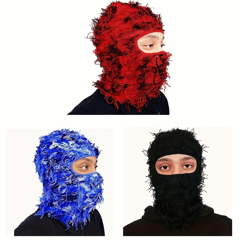 Solid Color Distressed Balaclava Mask Full Face Cover - Temu Malaysia