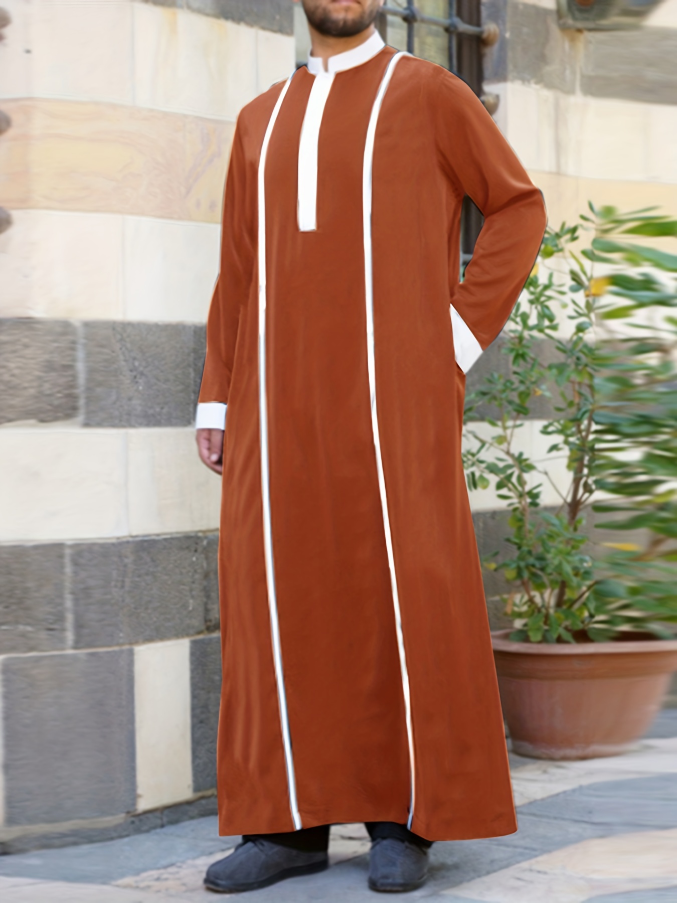  Arabic attire Vestido caftán con patrón de manga ancha para  mujer, Blanco : Ropa, Zapatos y Joyería