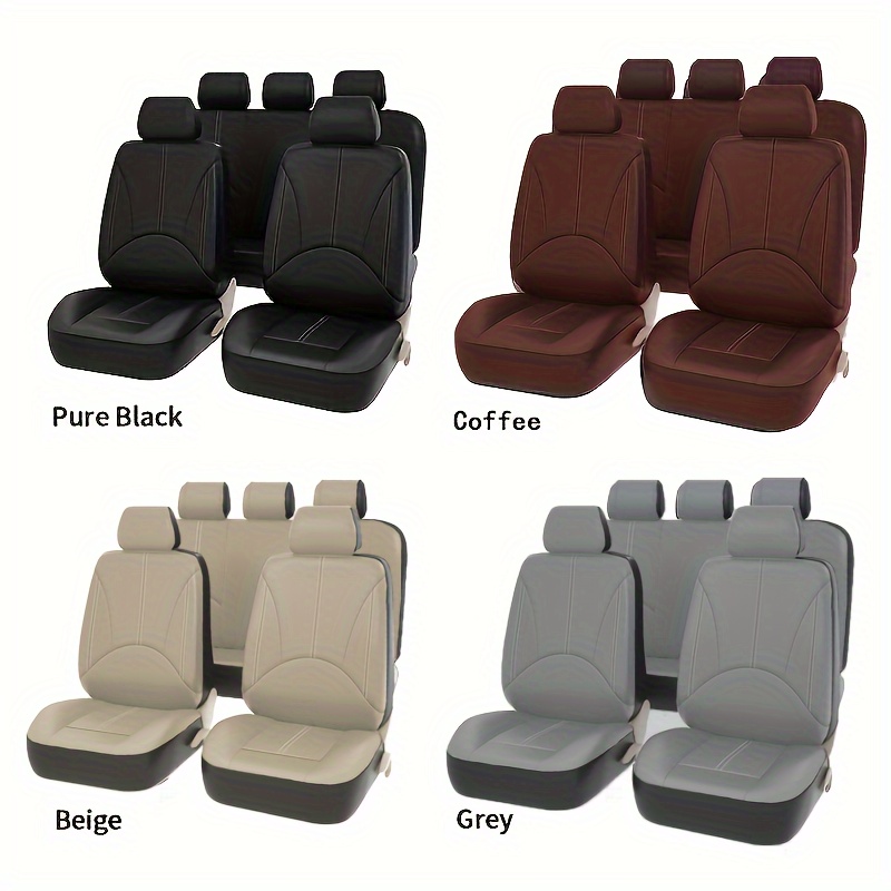  Juego completo de fundas universales para asiento de automóvil,  fundas de asiento de cuero impermeables para automóviles, compatibles con  bolsas de aire, fundas de asiento fáciles de usar para auto, 