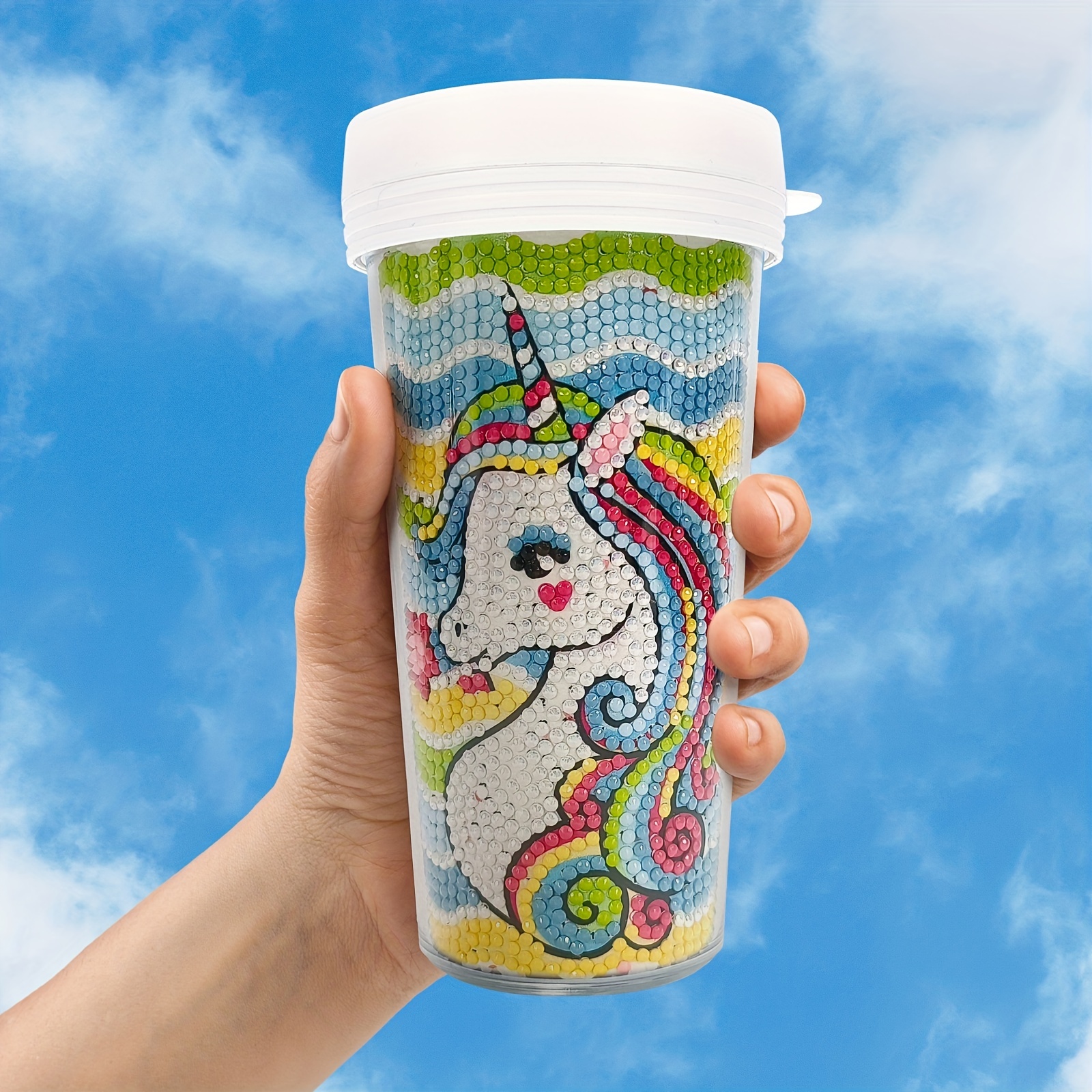 1pc PC Tumbler, Cartoon Unicorn Pattern Drinking Cup With Straw, Gift To  Friends