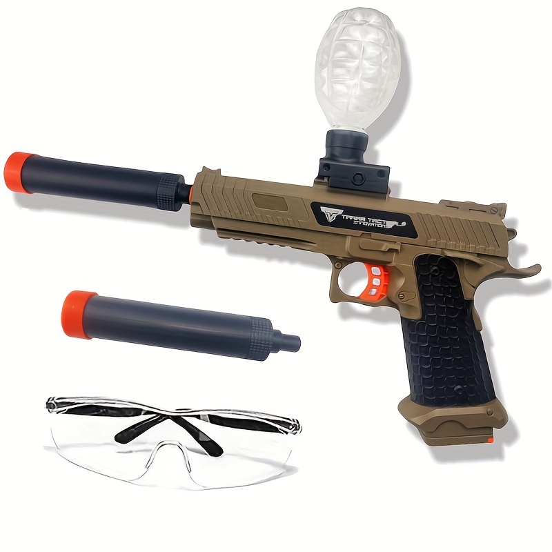  Pistola eléctrica de bolas de gel que brilla en la oscuridad  con gafas a partir de 14 años (morado) : Juguetes y Juegos