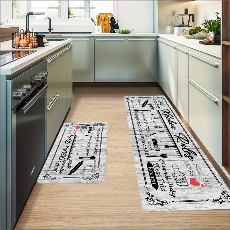 Black and White Kitchen Rugs, Fun Kitchen Rug with Words