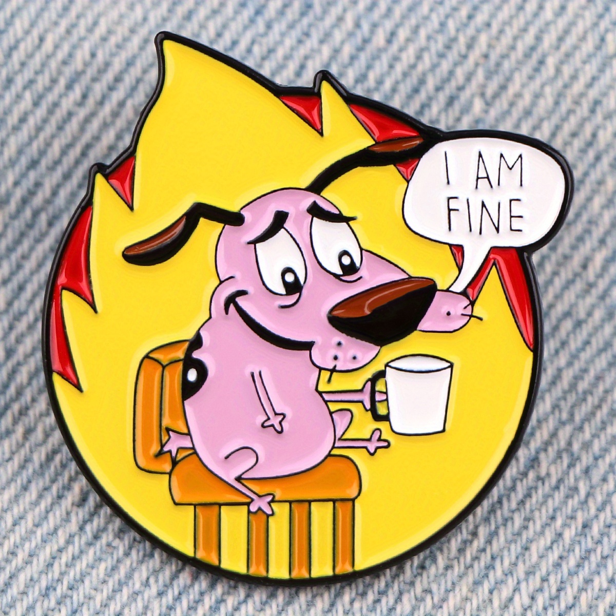 This Is Fine Pin - Temu