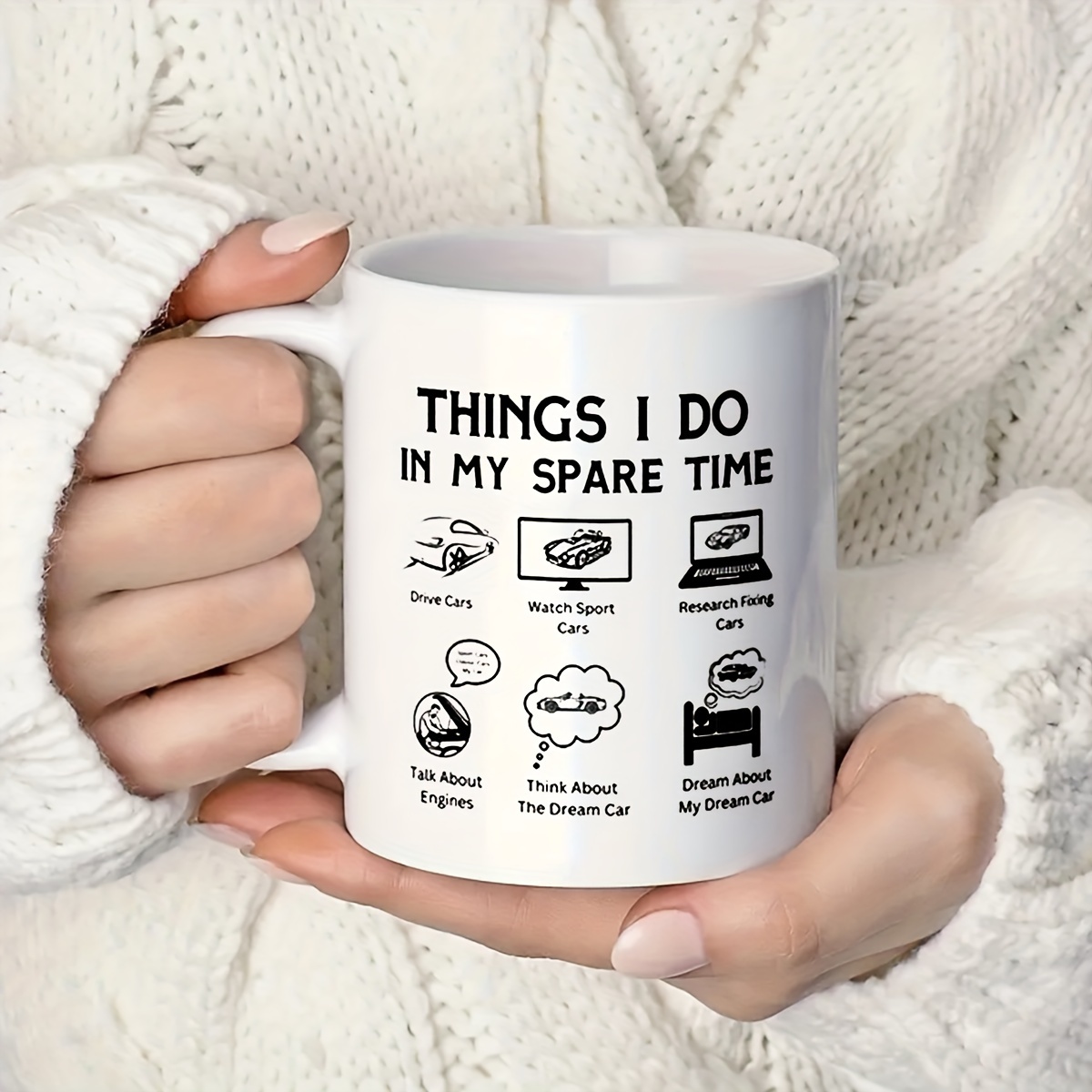 Things I Do in My Spare Time Ceramic Coffee Mug, Funny Car Mug