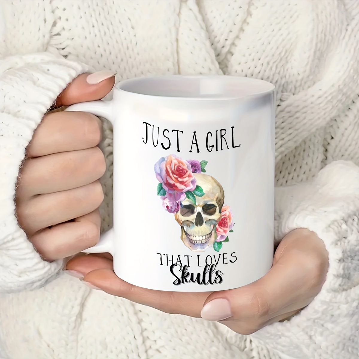 The Best Grinning Skull Tea Cup hot drink.' Travel Mug