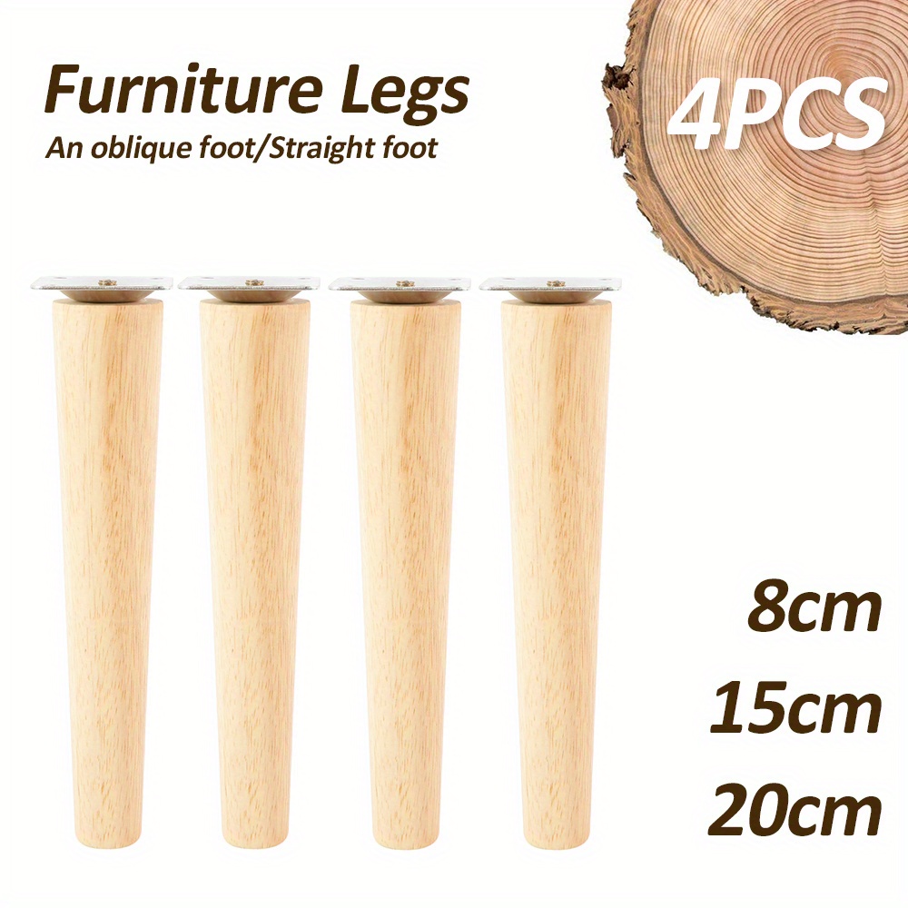 4 patas de muebles de madera de 24.0 in, patas rectas, patas de mesa de  madera cónica, patas de sofá, patas de repuesto para muebles con tornillos  de