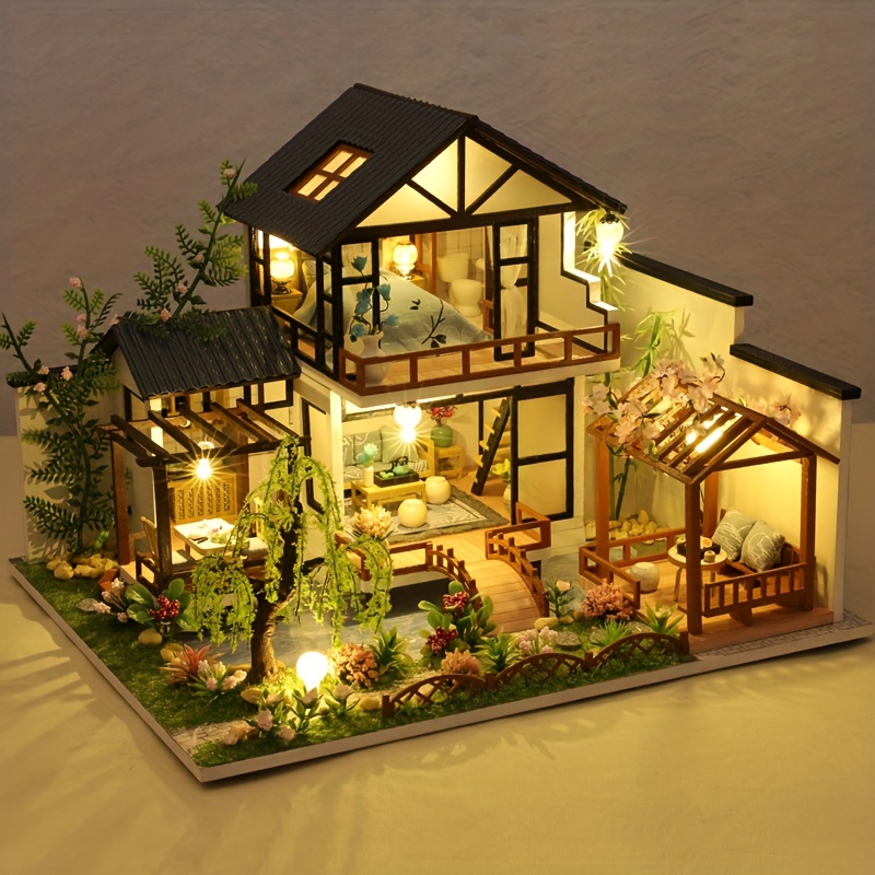 DIY Japanese Style Villa Wooden Miniature Doll House Kit Large Scale With  Light Adult Craft Gift Decor -  Norway