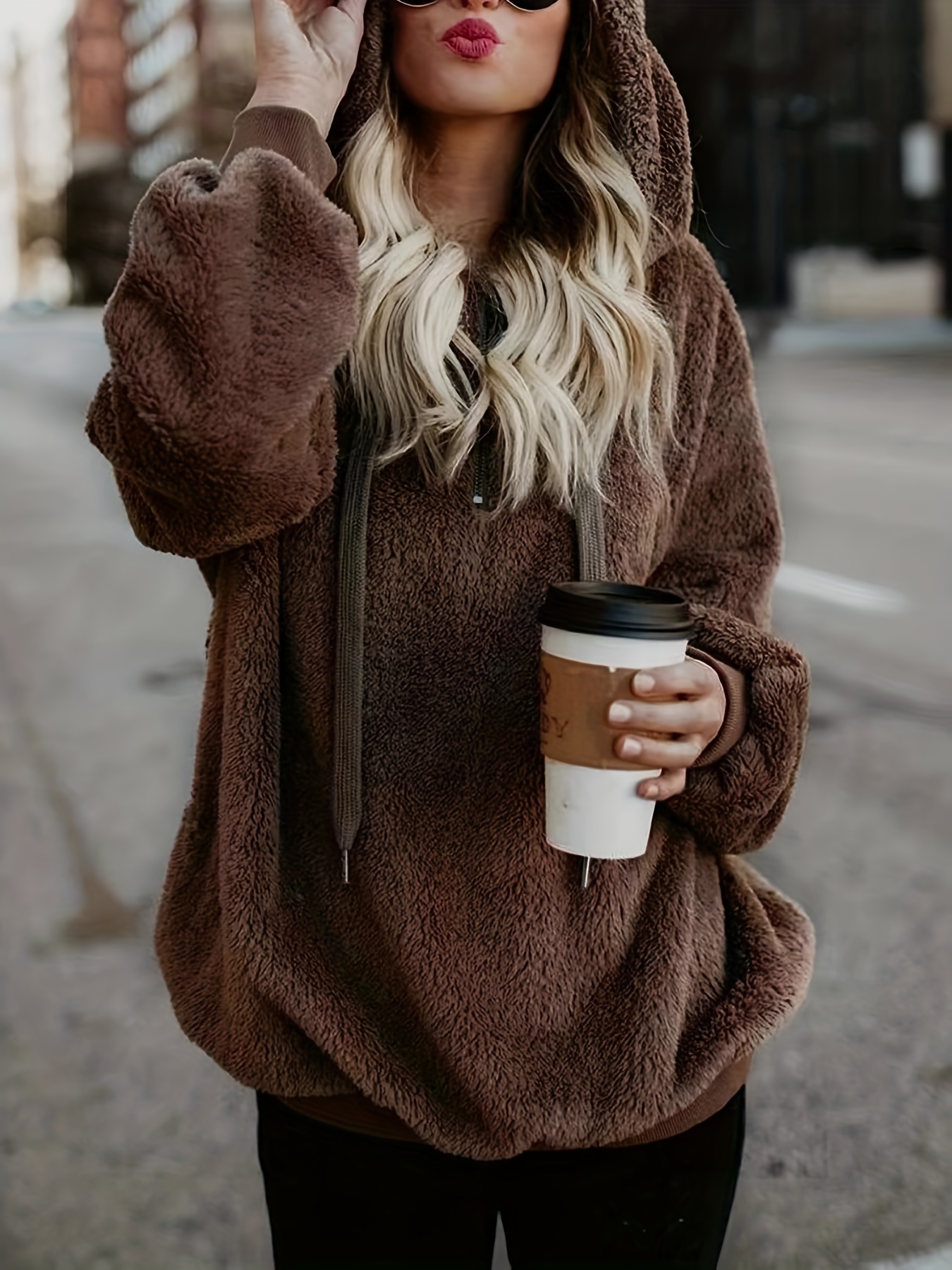 Fuzzy hot sale oversized hoodie