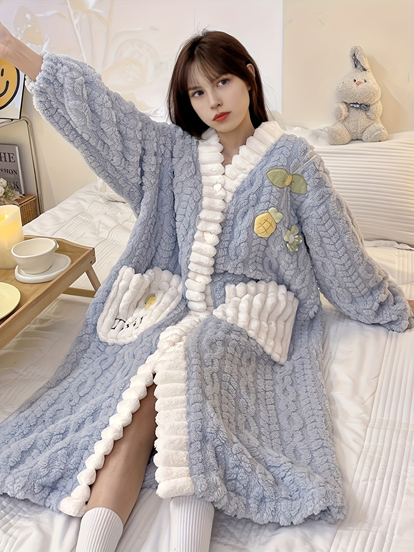 Women's Sexy Flannel length Robes Autumn Winter - Temu