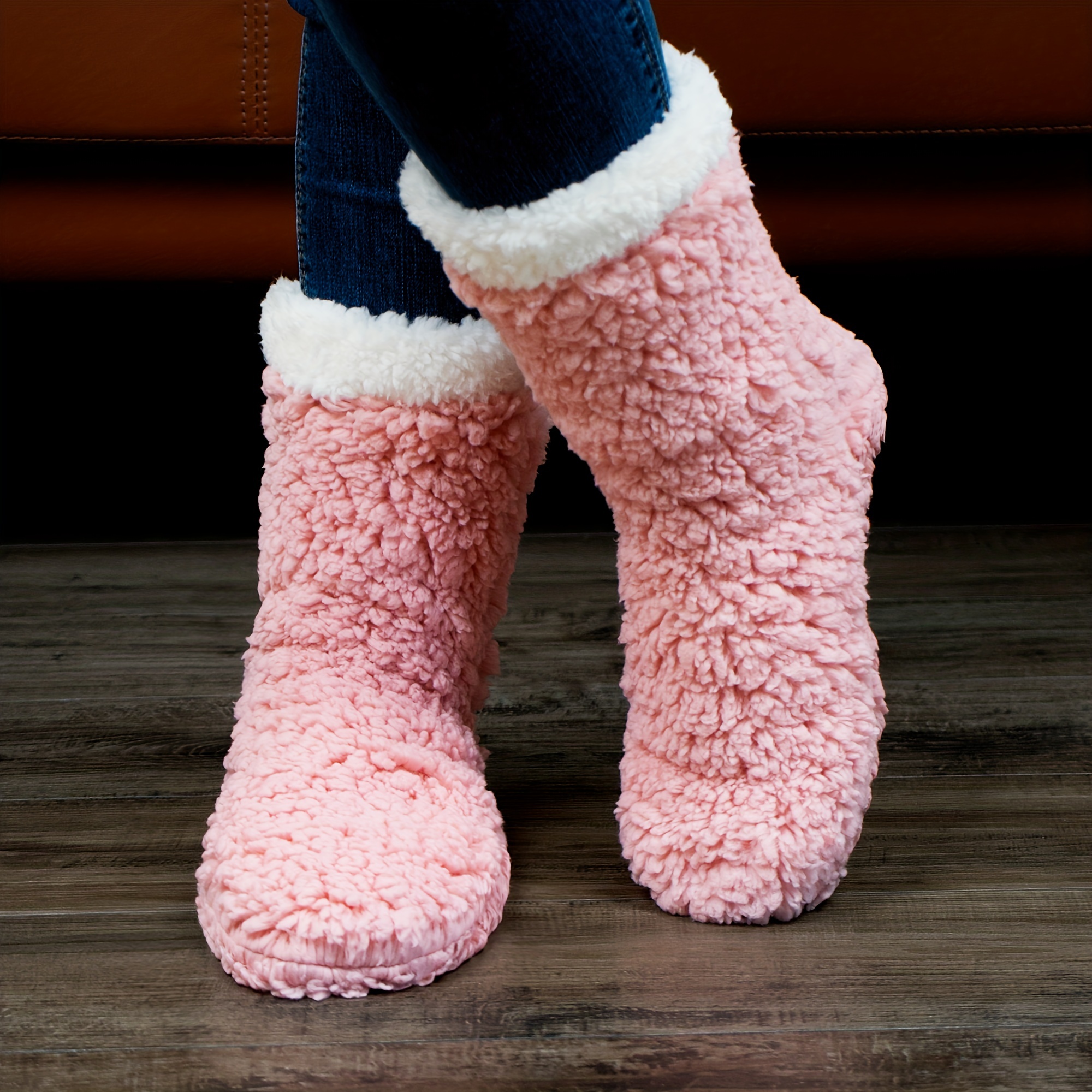 Calcetines Térmicos Antideslizante de Invierno para Mujer Fuzzy Cozy 6  Pares
