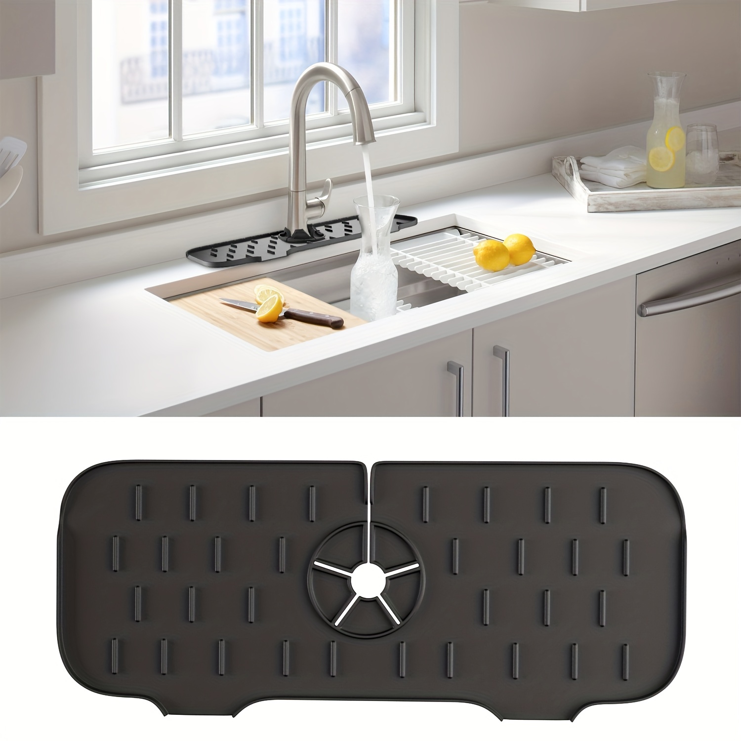 1set Kitchen Diatom Countertop Drainage And Water Absorption Pad Set, Sink  Faucet Splash Guard, Super Absorbent Quick Drying Pad, Sink Small Tool