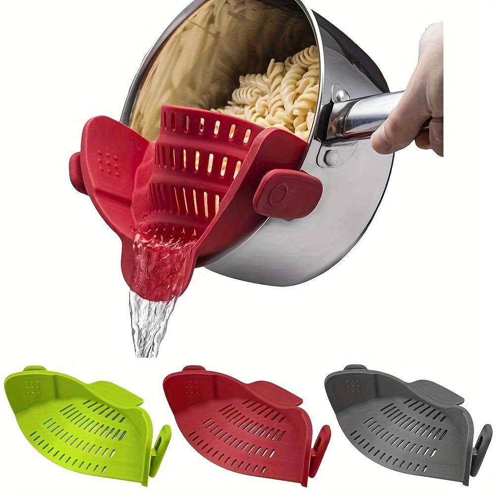 Clip On Strainer for Pots & Pans, Universal Pasta Strainer Silicone Food  Strainer for Spaghetti Meat Grease Fruit Vegetables, Kitchen Gadgets  Colander Drainer 