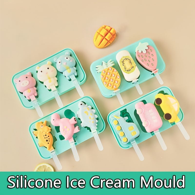 Ice Cream Popsicle Silicone Mold Set of 2, 8-Cavity Chocolate Cake Fondant  Molds, Home DIY Popsicle Tools, BPA Free, Reusable and Easy to Clean