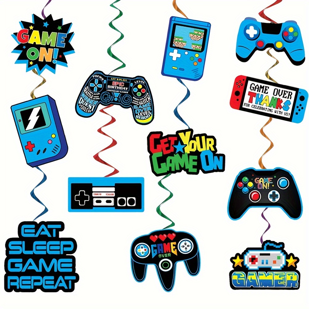 30 Pieces Video Game Hanging Swirl Decorations Supplies, Game Controllers  Sign Game on Theme Birthday Foil Ceiling Streamers for Boys Gamer Video  Game