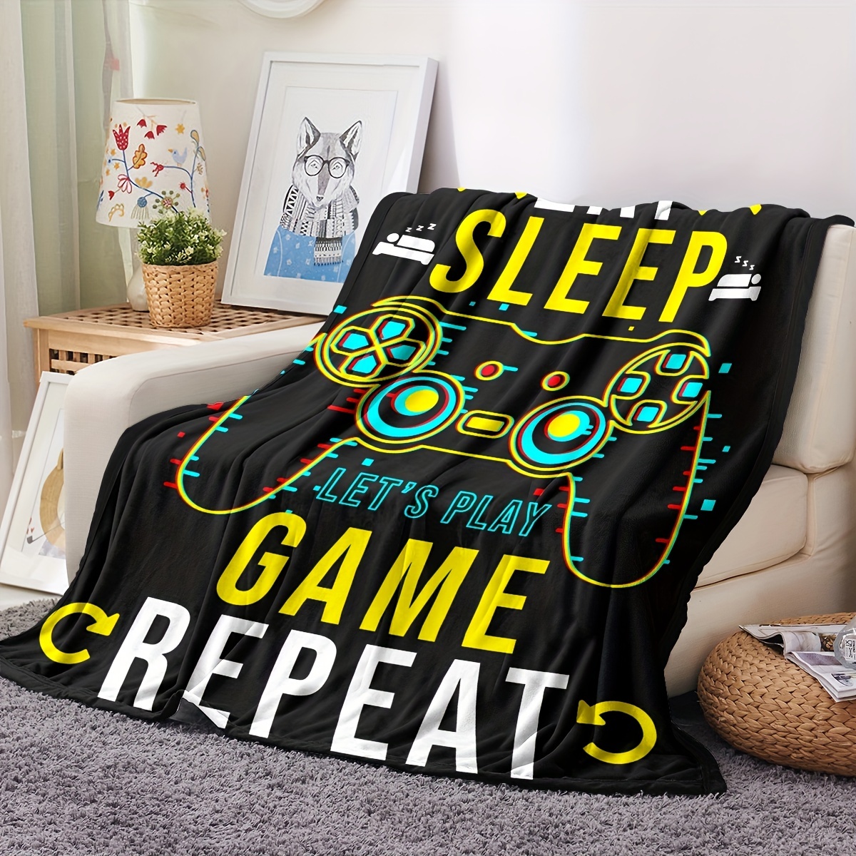 Comforter Set Full Size, Gaming Gamer Retro Cute Soft Bedding Set for Kids  and Adults, Game Funny Bear Comforter Set with 2 Pillowcases for Bedroom