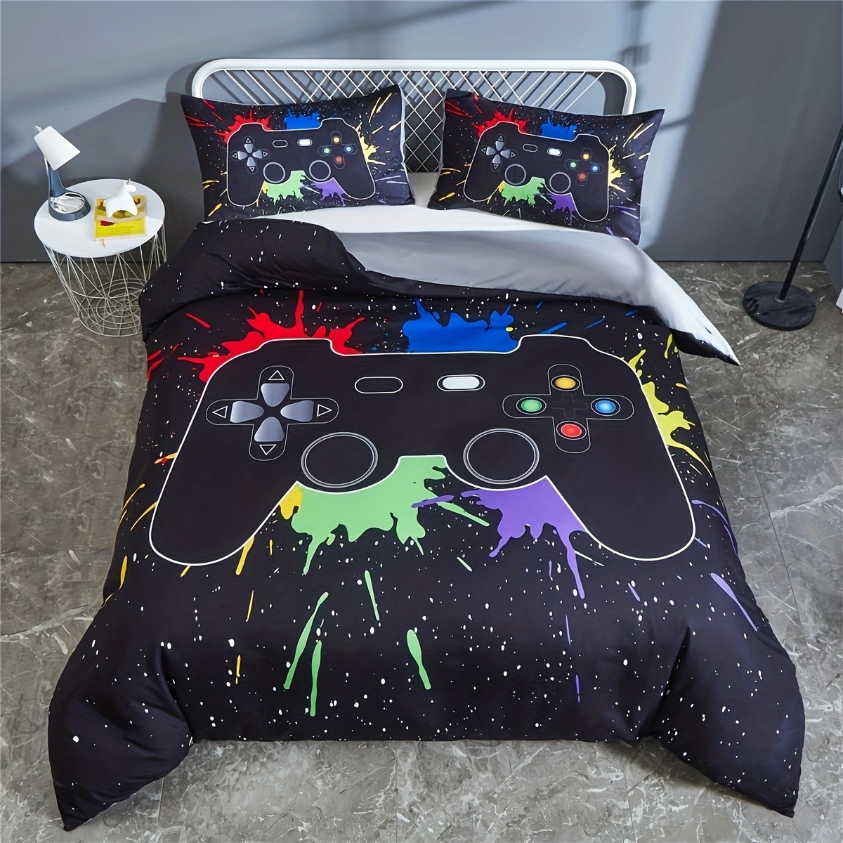  Comforter Set King Size, Gamepad Game Gamer Cool Soft Bedding  Set for Kids and Adults, Kids Gaming Boy Comforter Set with 2 Pillowcases  for Bedroom Bed Decor : Home & Kitchen